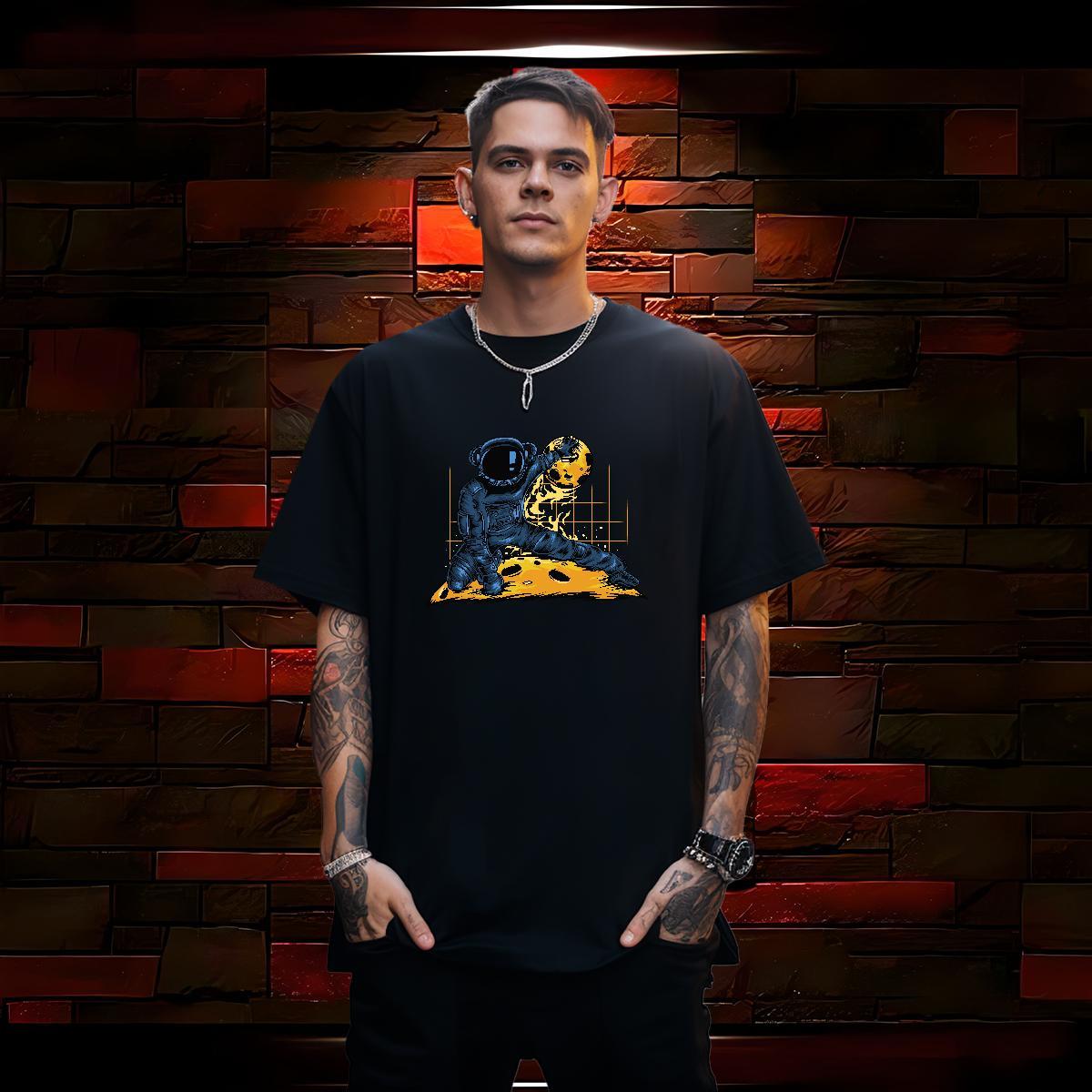 Men T Shirts 100% Cotton 230g universe Daily Outfit Breathable Soft Custom Anime Men Clothes T-Shirt Customized Loose Tops Shirt