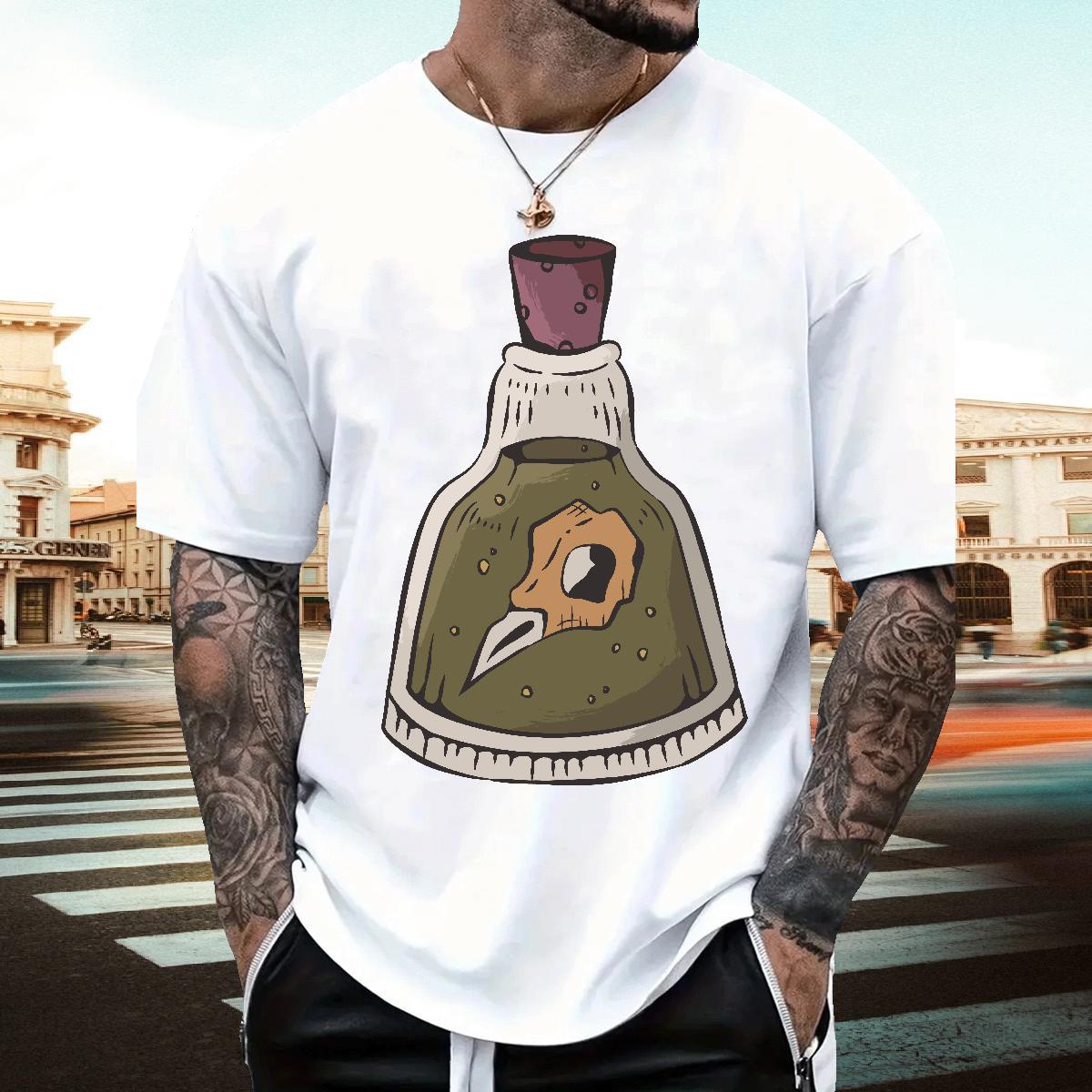 Wholesale T Shirt For Man 230g Cotton bottle Outdoor Tops Breathable Crew Neck Classic Men Clothes T-Shirt Custom Print Plus Size