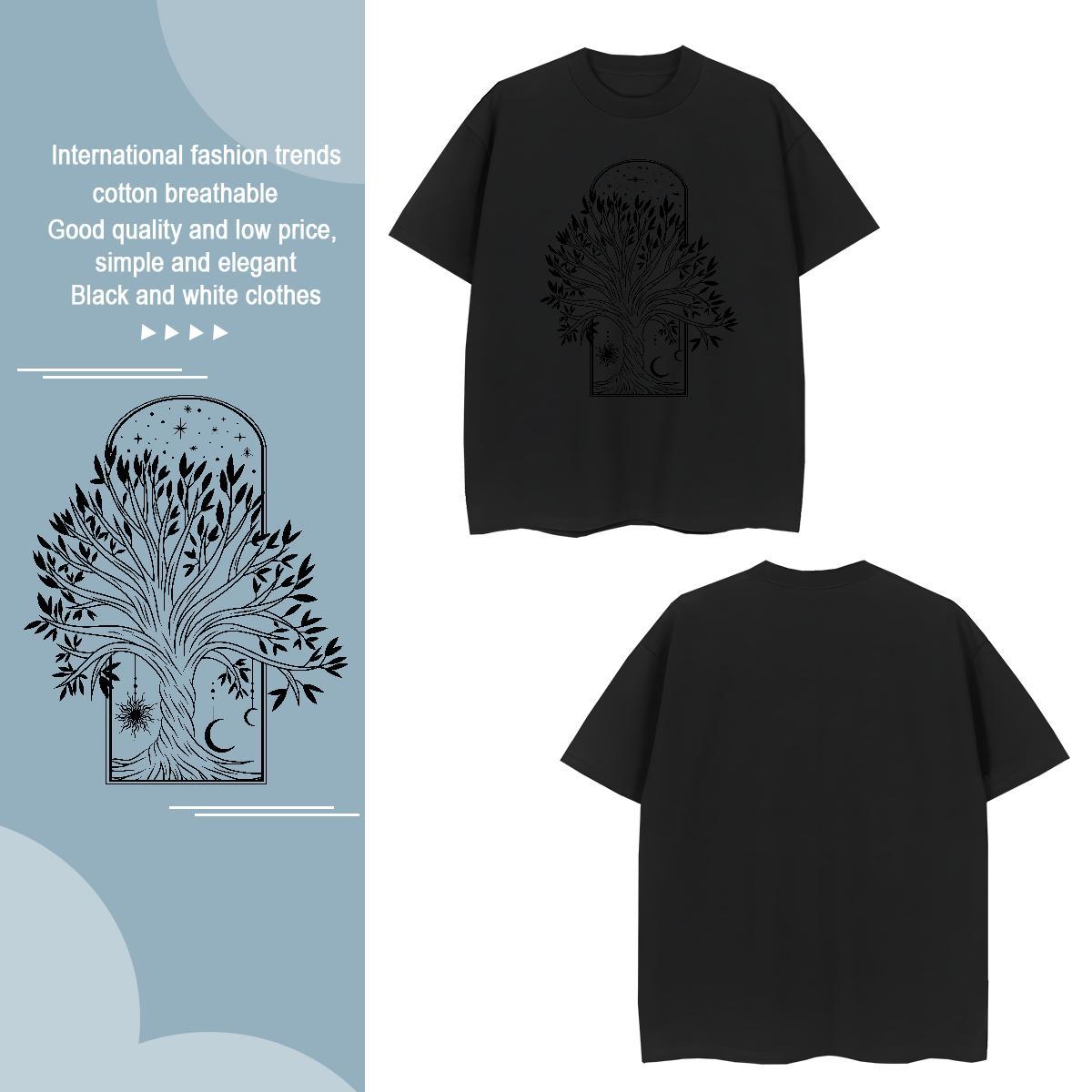 T Shirt For Man 230g Cotton tree Street Wear Short Sleeve Soft DIY Men Tshirts Stylist Free Shipping Top Tees