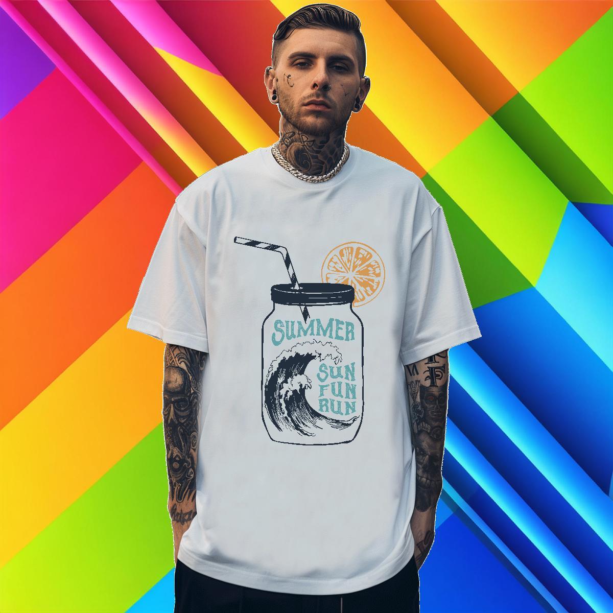 Wholesale Mens Tshirts 230g Pure Cotton Street Casual sea wave Custom Cartoon Crew Neck DIY T-Shirts for Men Clothes