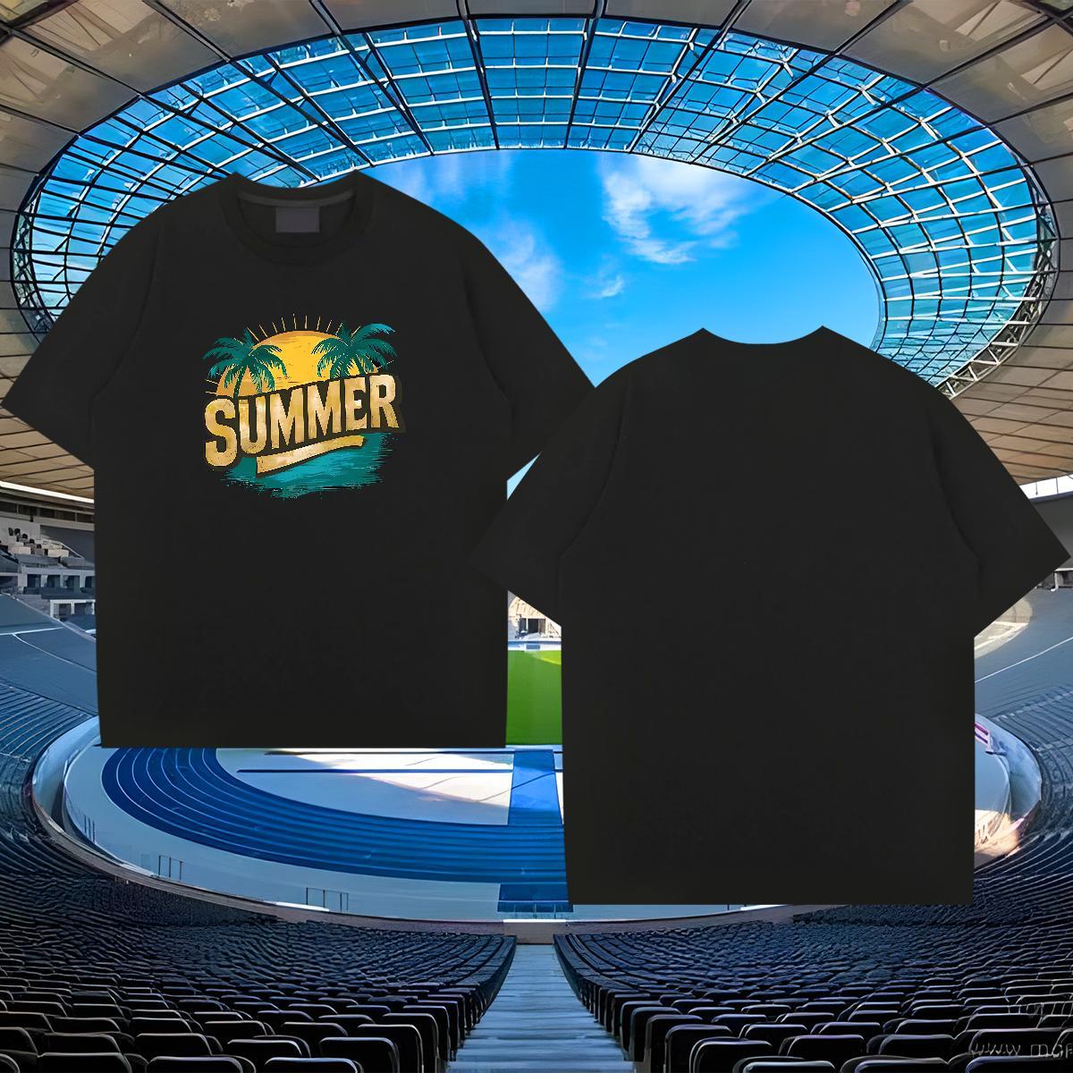 Classic Mens Tshirts 230g 100% Cotton Hip Hop Street beach Black Oversized Crew Neck DIY Customized Mens T Shirts Top Tees