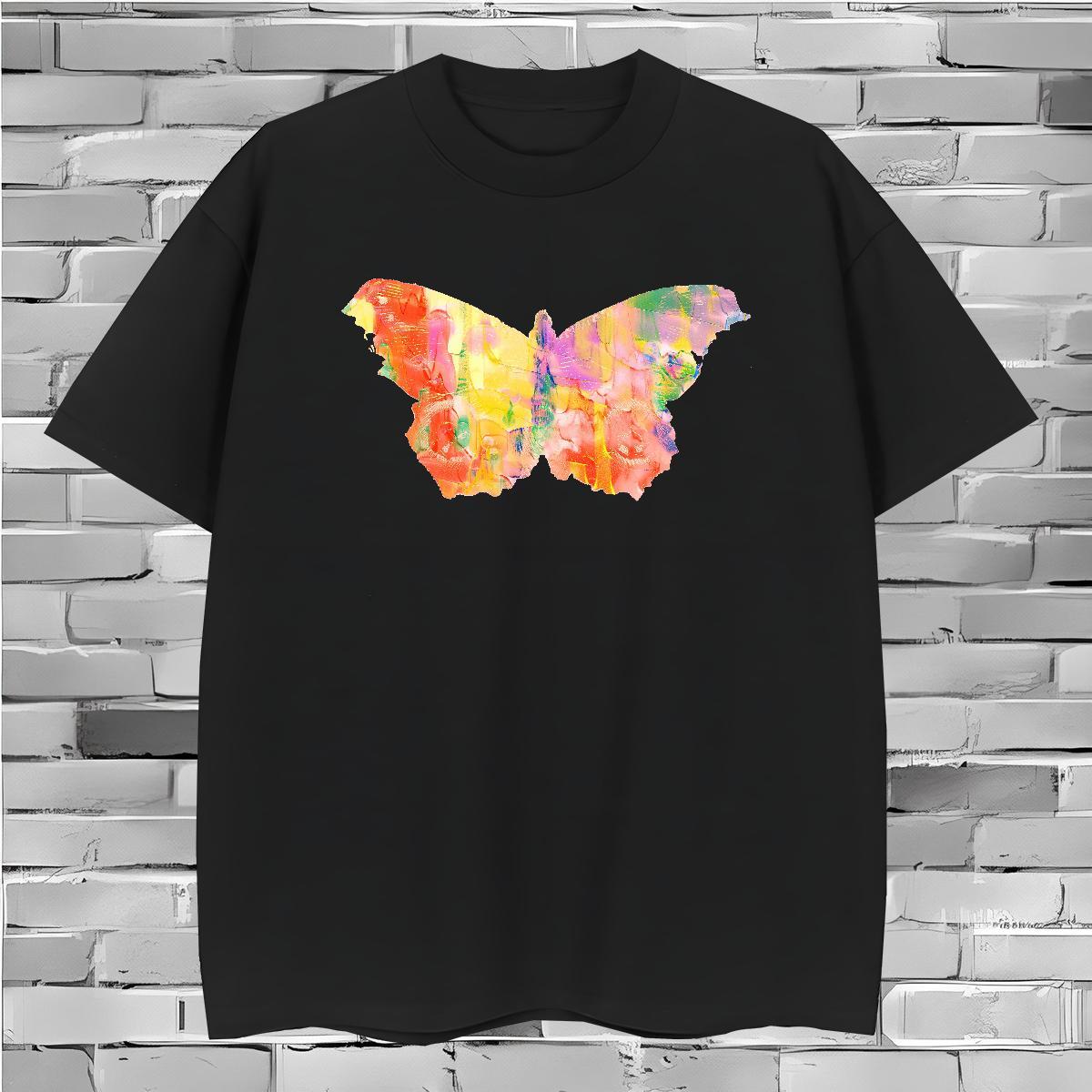 T Shirt For Man 230g 100% Cotton Butterfly Street wear Hip Hop Breathable Crew Neck Black White Men Tshirts Factory Direct Unisex Tops Tees