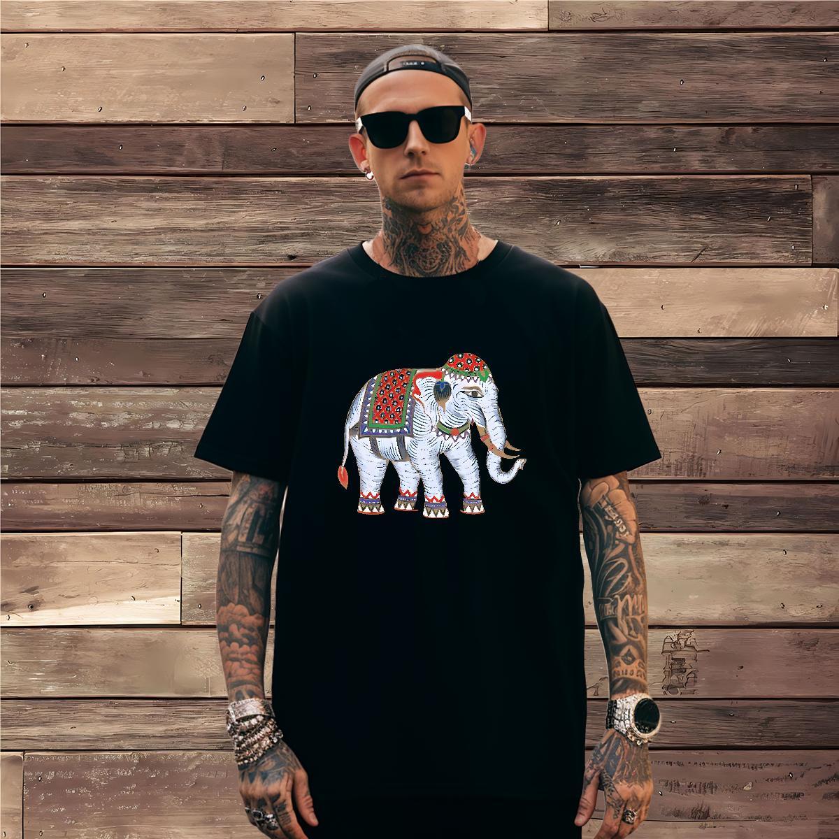 T Shirts Men 230g 100% Cotton elephant Street wear Hip Hop Crew Neck Breathable Custom Anime Couples T Shirts Stylist Popular Clothings