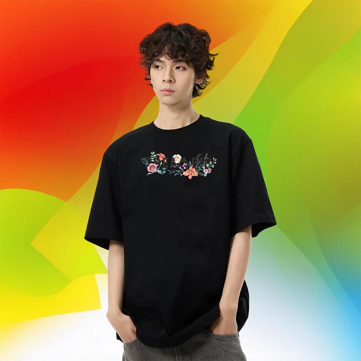 Loose Fit Men Clothes T-Shirt 230g Cotton Street Casual flower Custom Big Size Crew Neck DIY Customized T-Shirts for Men Clothings