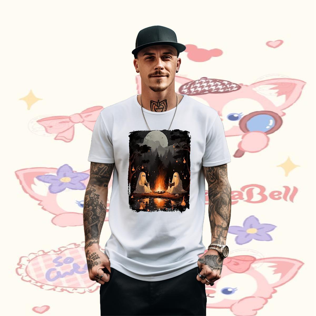 Fashion Casual Men T Shirts 230g Pure Cotton moon Outdoor Tops Shirt Short Sleeve O-Neck Loose Men Tees Custom Anime