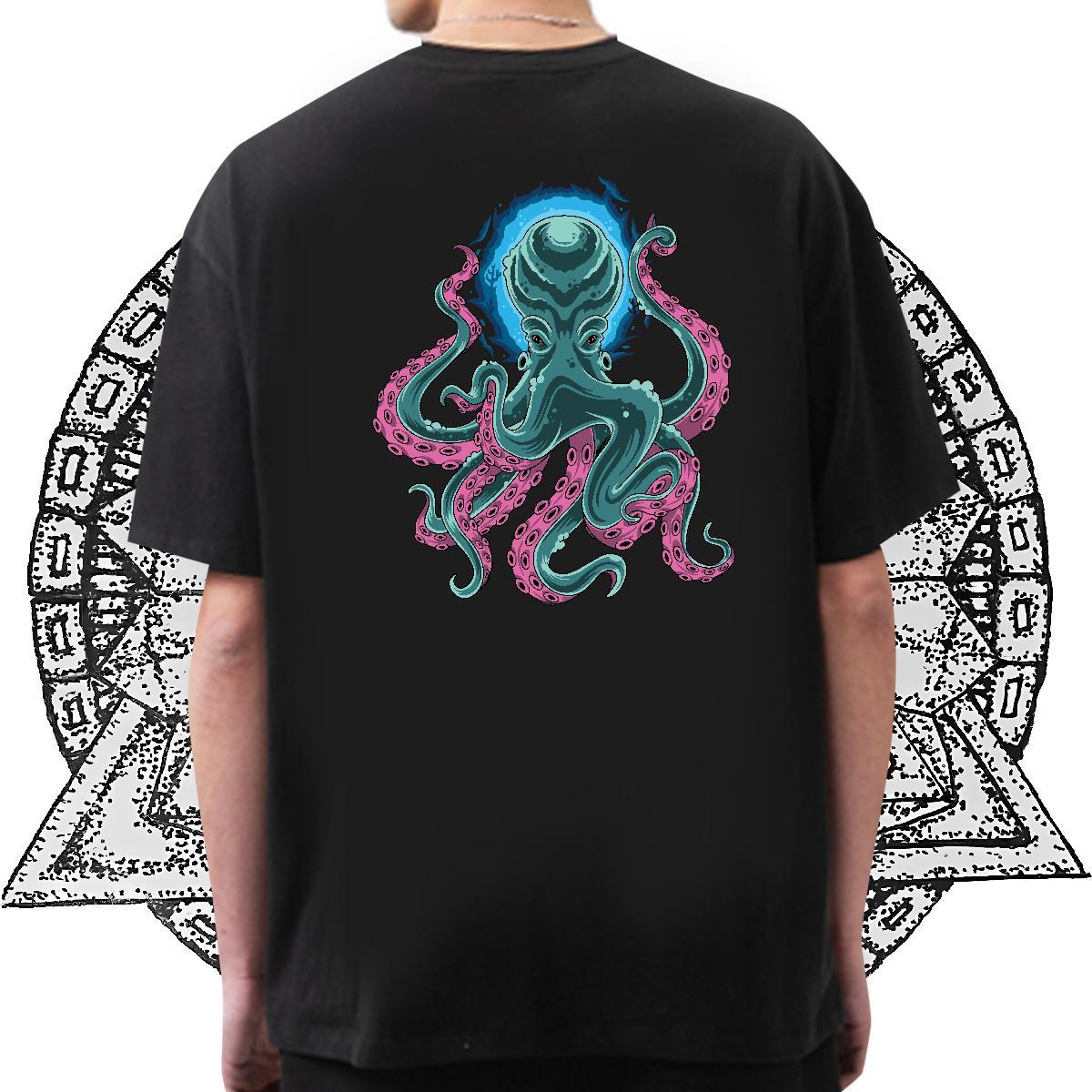 Wholesale Mens T Shirts 100% Cotton 230g octopus Casual Beach Polos Short Sleeve O-Neck Designer Tshirt for Man Woman Graphic
