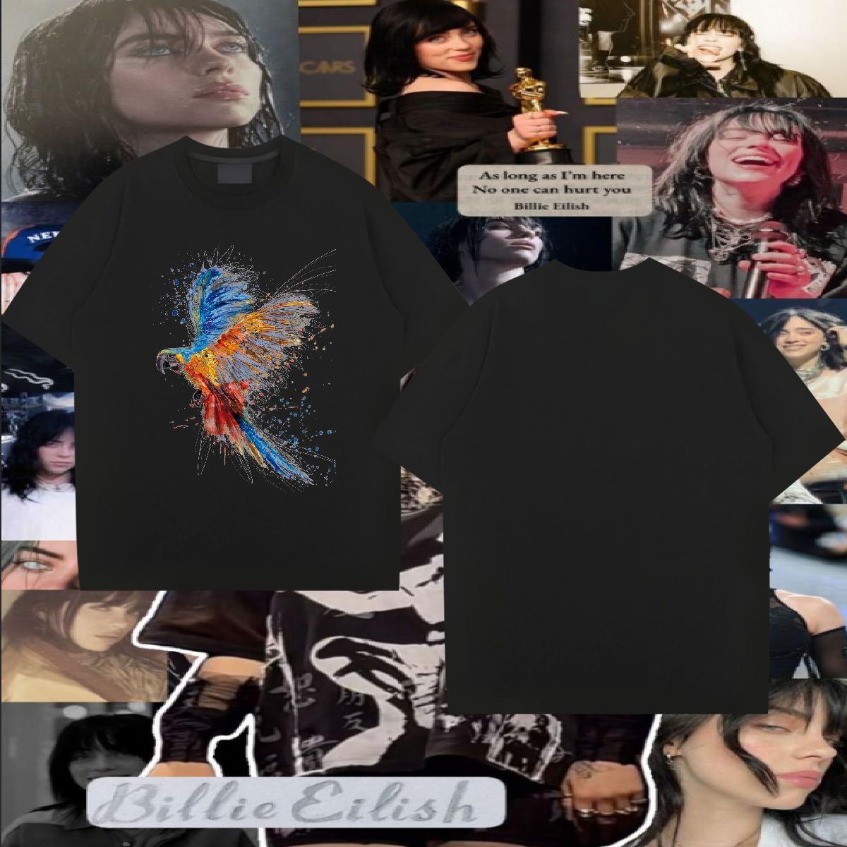 New T Shirt For Man 230g Cotton parrot Street wear Hip Hop Tops Shirt Breathable Short Sleeve Unisex Men Tees Cartoon Printing L-4XL