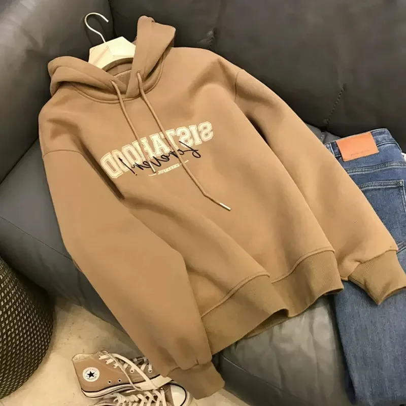 American retro wide print womens sweatshirt for autumn and winter casual top style fun and beautiful 240806