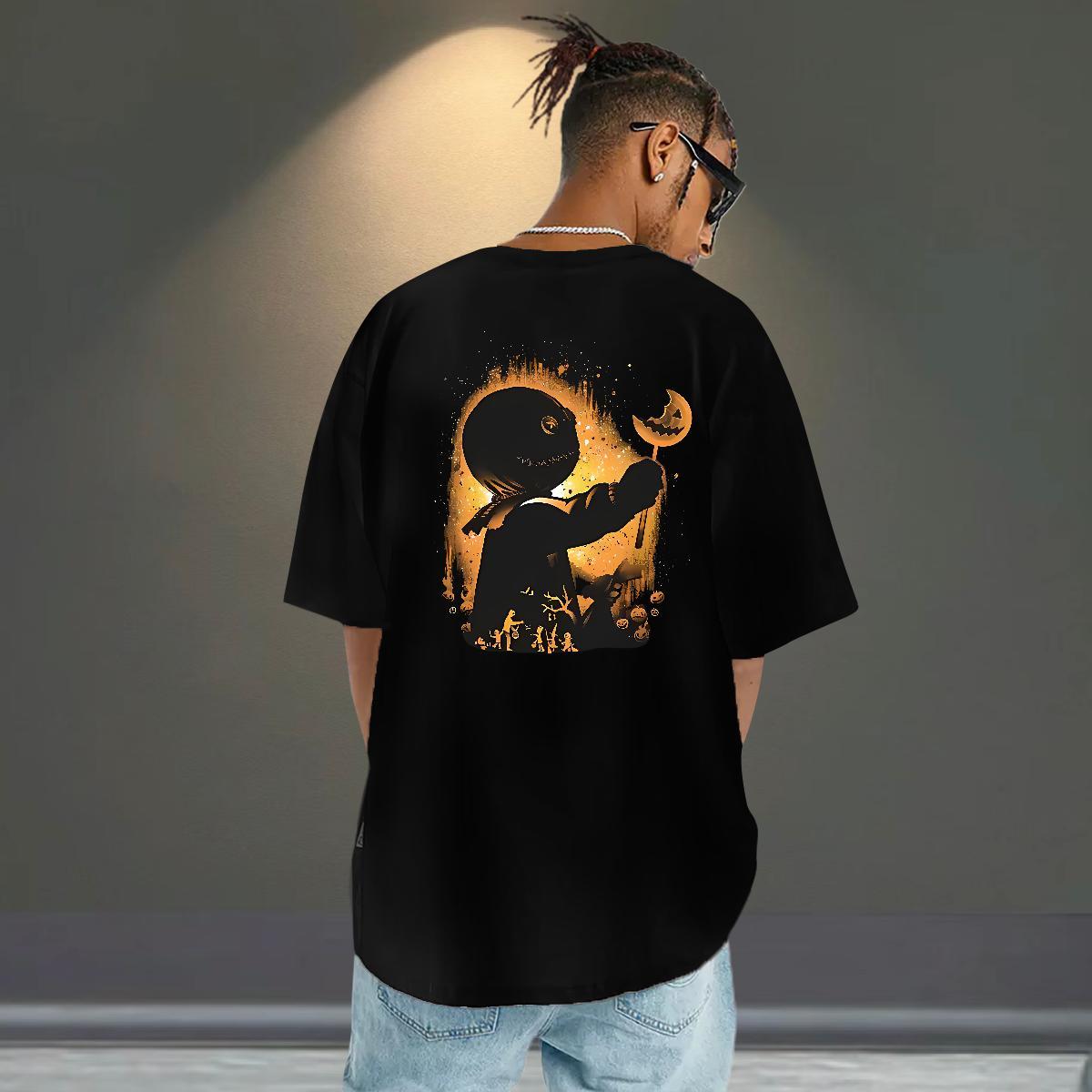 Fashion T-Shirts for Men 100% Cotton 230g halloween Sports Casual Tee Shirt Breathable Short Sleeve Loose Fit Tshirt for Man Woman DIY Logo Oversized