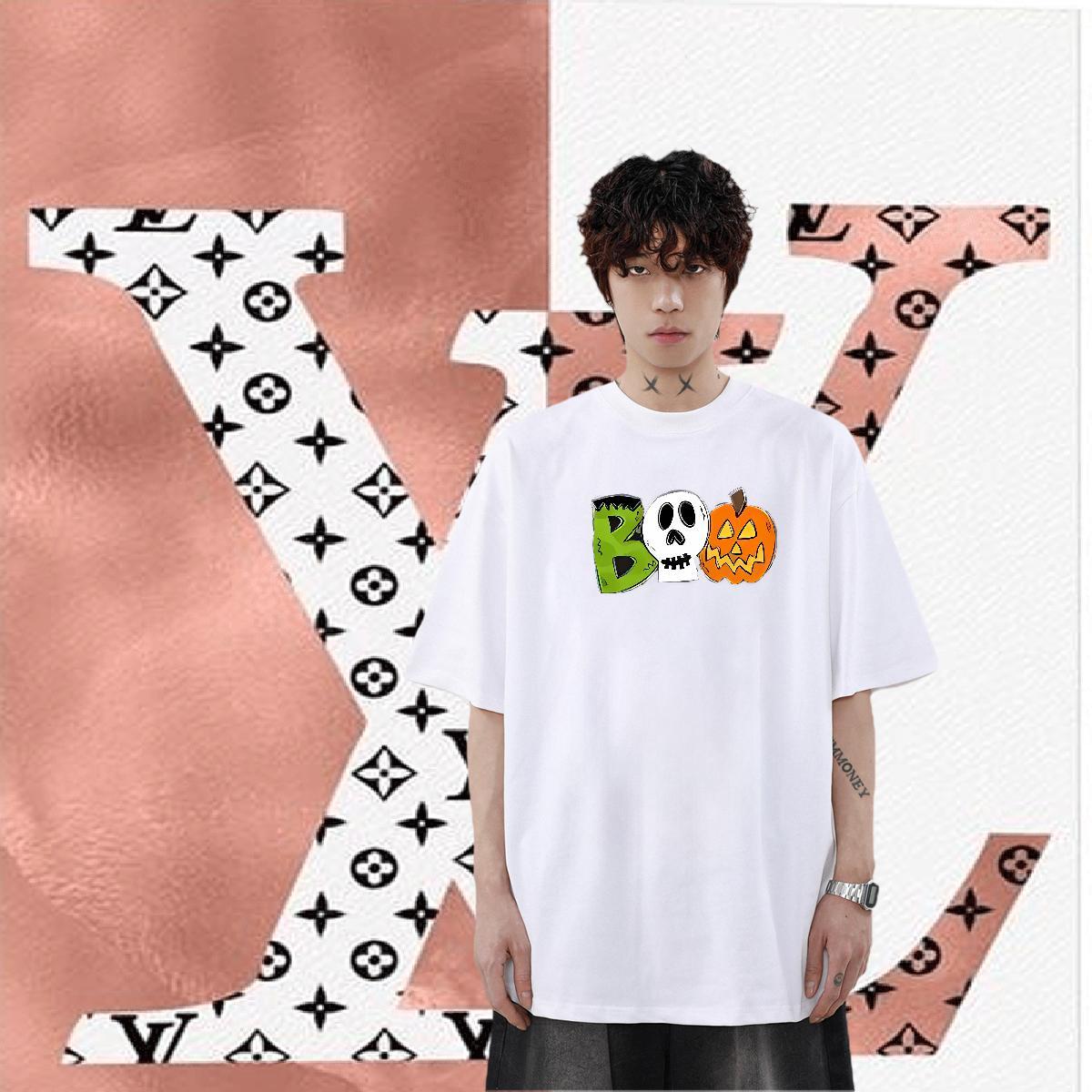 Factory Direct T Shirts Men 230g Pure Cotton halloween Outdoor Tops Tees Round Neck Short Sleeve Loose Men Tees Custom Printed