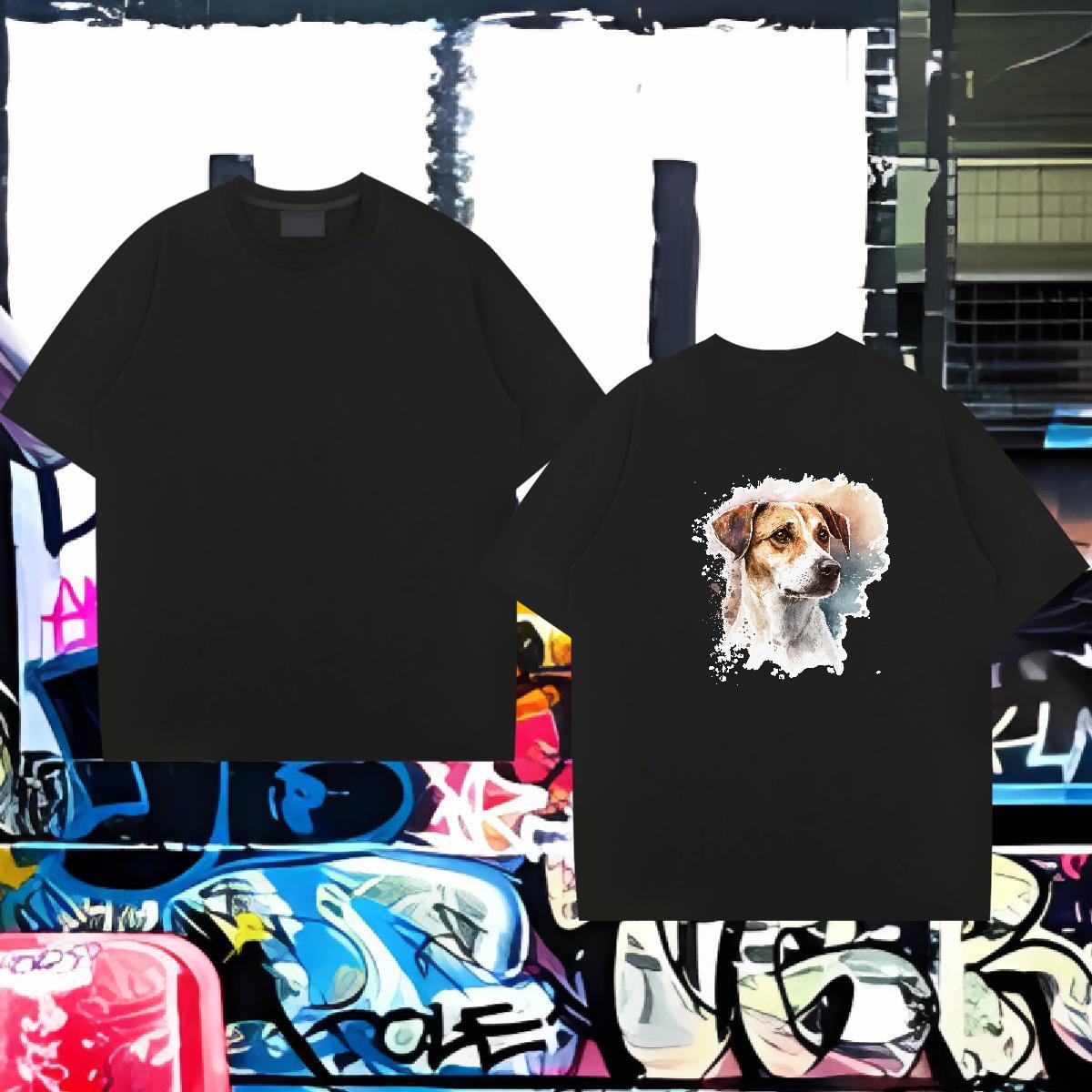 Casual New T Shirts Men 230g Cotton dog Hip Hop Clothes Breathable Soft Loose Fit Men Tees Custom Anime