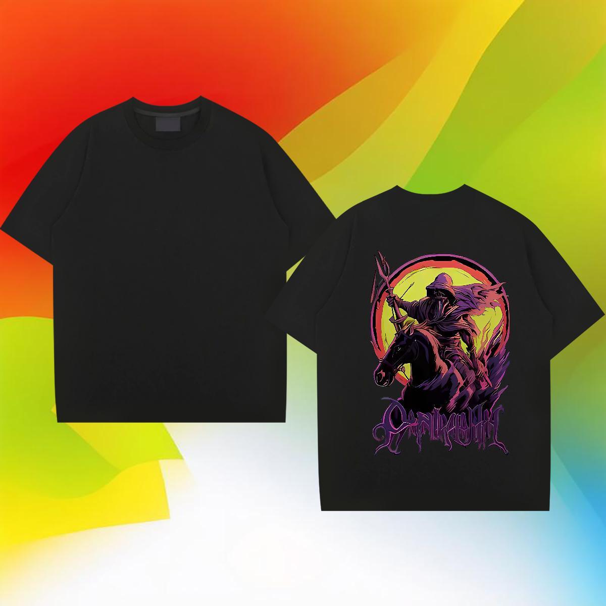Customized T Shirts Men 100% Cotton 230g horse Daily Outfit Wear Short Sleeve Soft Unisex Tshirt for Man Woman Black Oversized