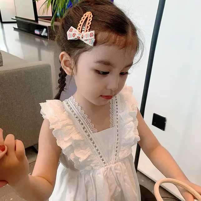 2024 Summer Childrens Girls Dress Childrens Lace Dress Thin White Dress Baby Girls Casual Princess DressW240720