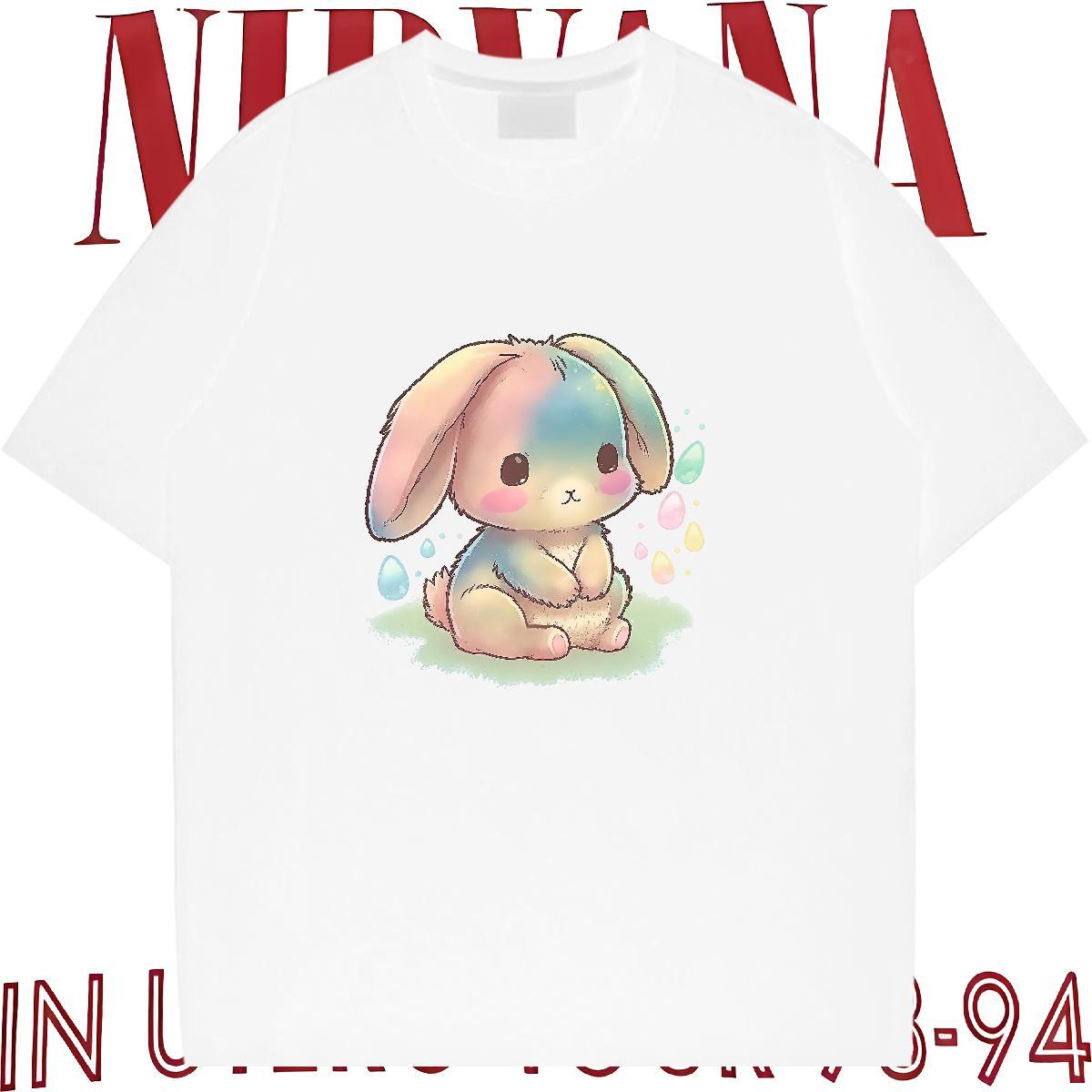 2024 Designer T-Shirts 230g 100% Cotton rabbit Beach Tops O Neck Short Sleeves Unisex Men Tops Tees Custom Print Oversized