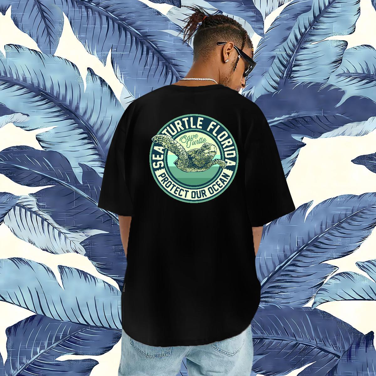 2024 New T Shirt For Man 230g Cotton tortoise Daily Outfit Tops Tees Breathable Short Sleeve Loose Fit Couples T Shirts Oversized 3XL 4XL