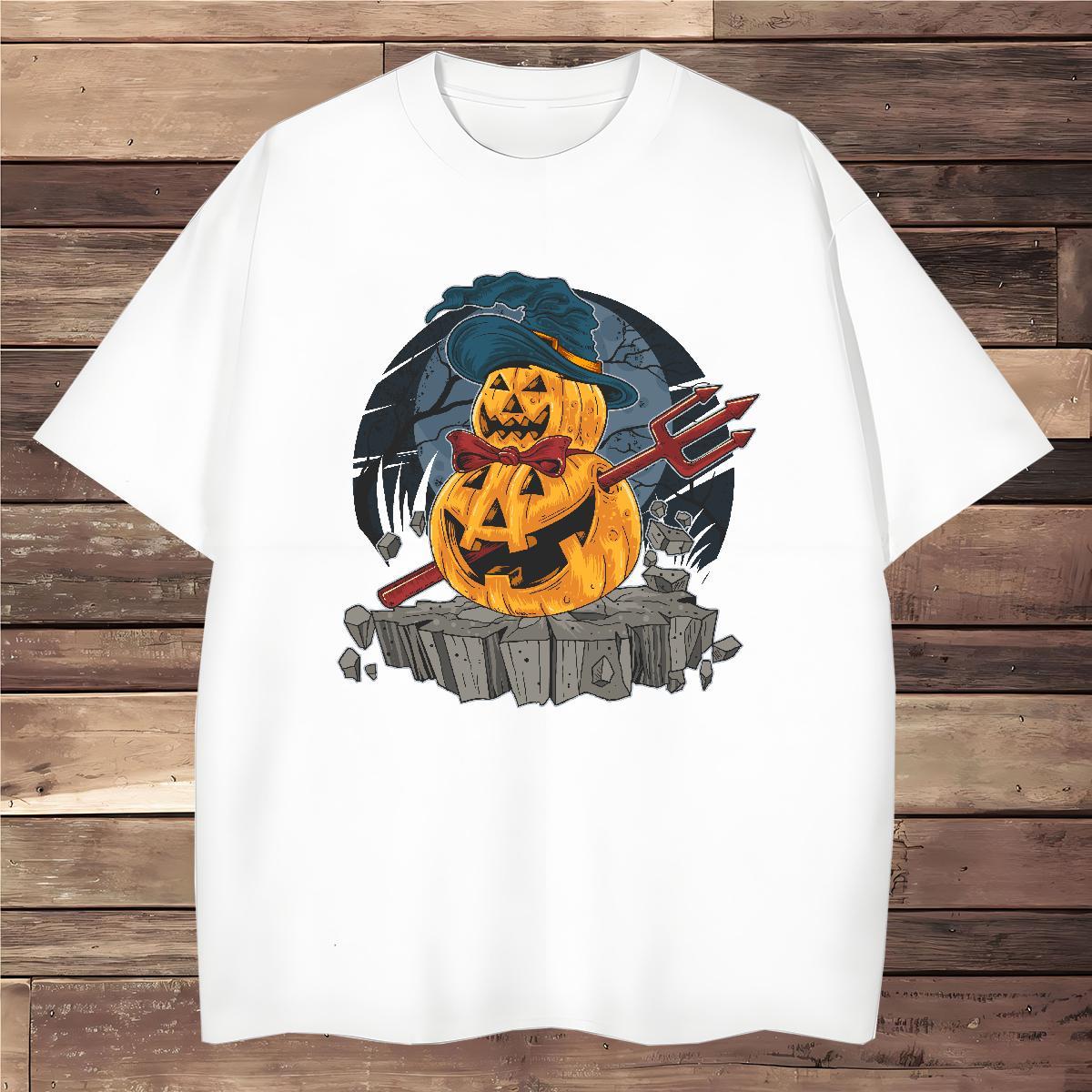 Soft Men Tops Tees 230g 100% Cotton pumpkin T-Shirts Sports Casual Short Sleeve O-Neck DIY Printed New Designer Top Tees