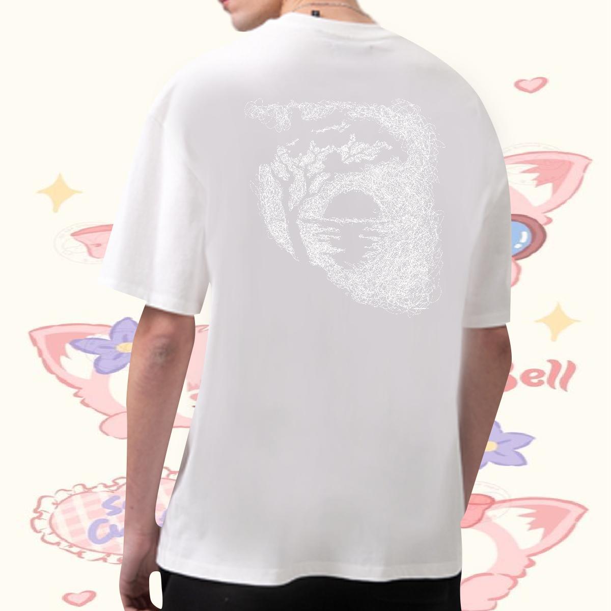 Customized Mens T Shirts 230g Pure Cotton tree Hip Hop Street Tee Shirt Breathable Short Sleeve Loose Fit Tshirts Oversized