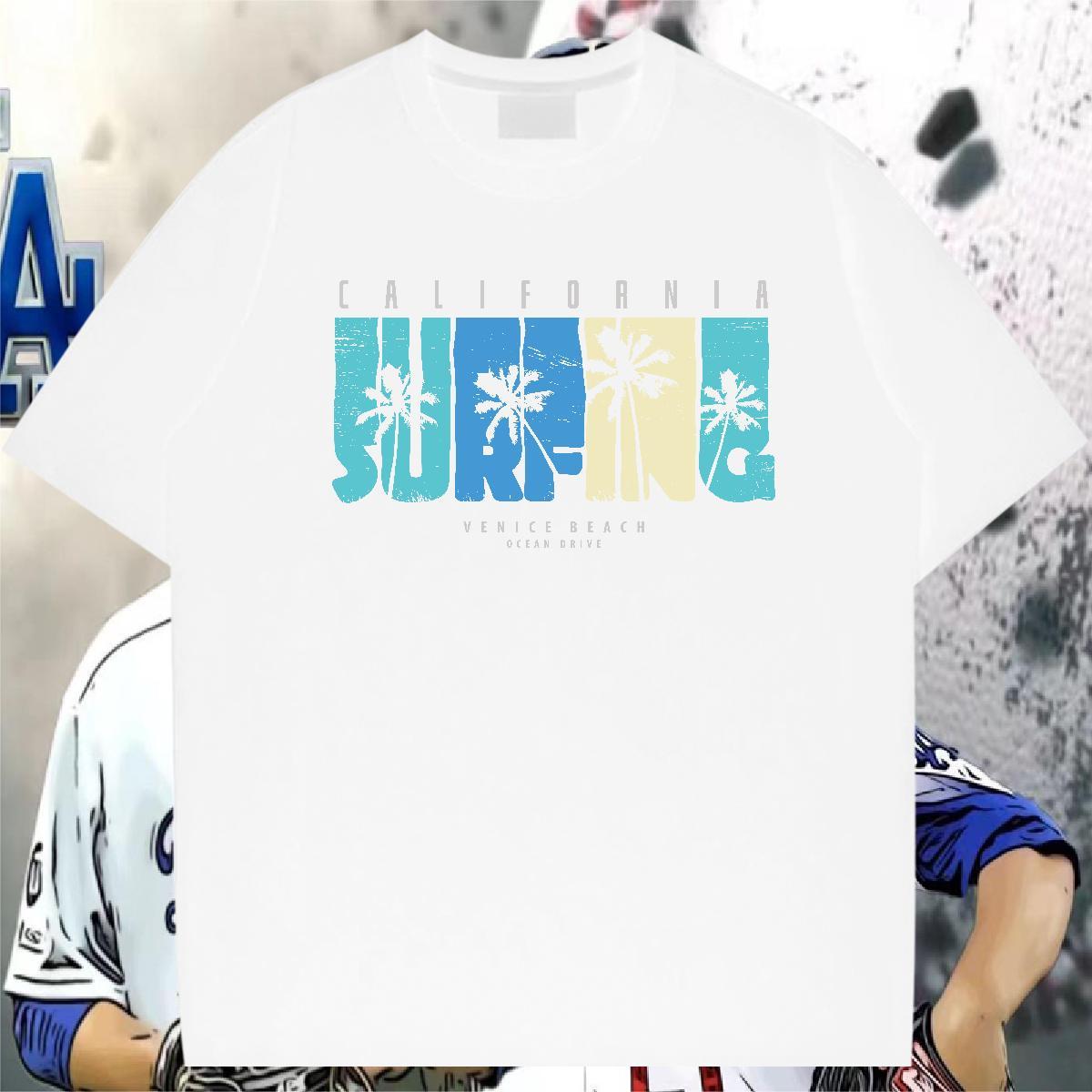 2024 Summer T shirt 100% Cotton 230g tree Outdoor Top Tees Breathable Crew Neck High Quality Men Tops Tees Custom Anime