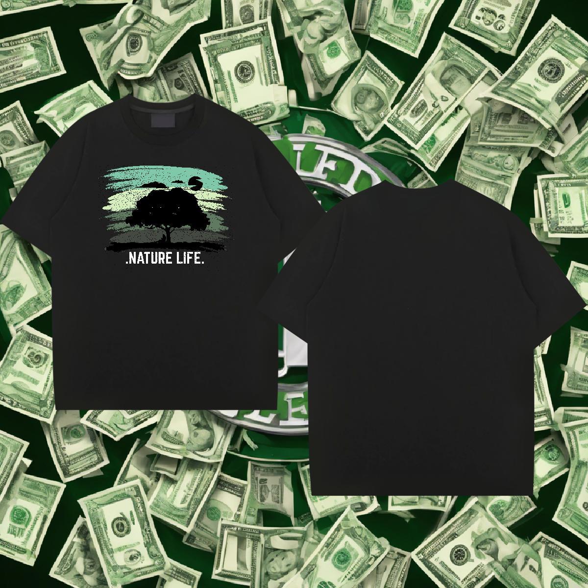 Unisex Couples T Shirts 230g Pure Cotton Sport tree Anime Print O-Neck Short Sleeve Wholesale T-Shirts Tops