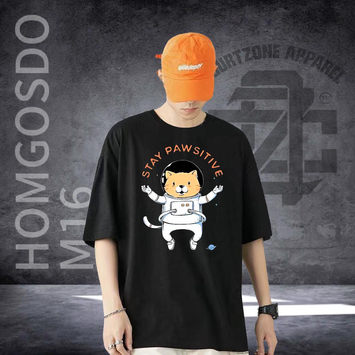 New Arrival T-Shirts 230g 100% Cotton cat Street Tees Shirts O-Neck Short Sleeve TOP Quality Tshirts Custom Printed