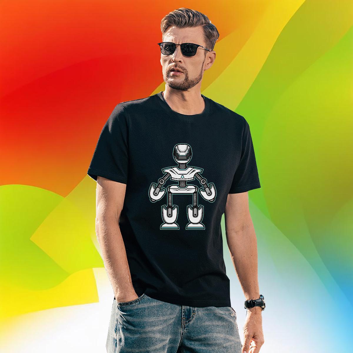 Soft Men Clothes T-Shirt 230g 100% Cotton Summer Casual robot Oversized 3XL 4XL Crew Neck DIY Customized T-Shirts Tshirts