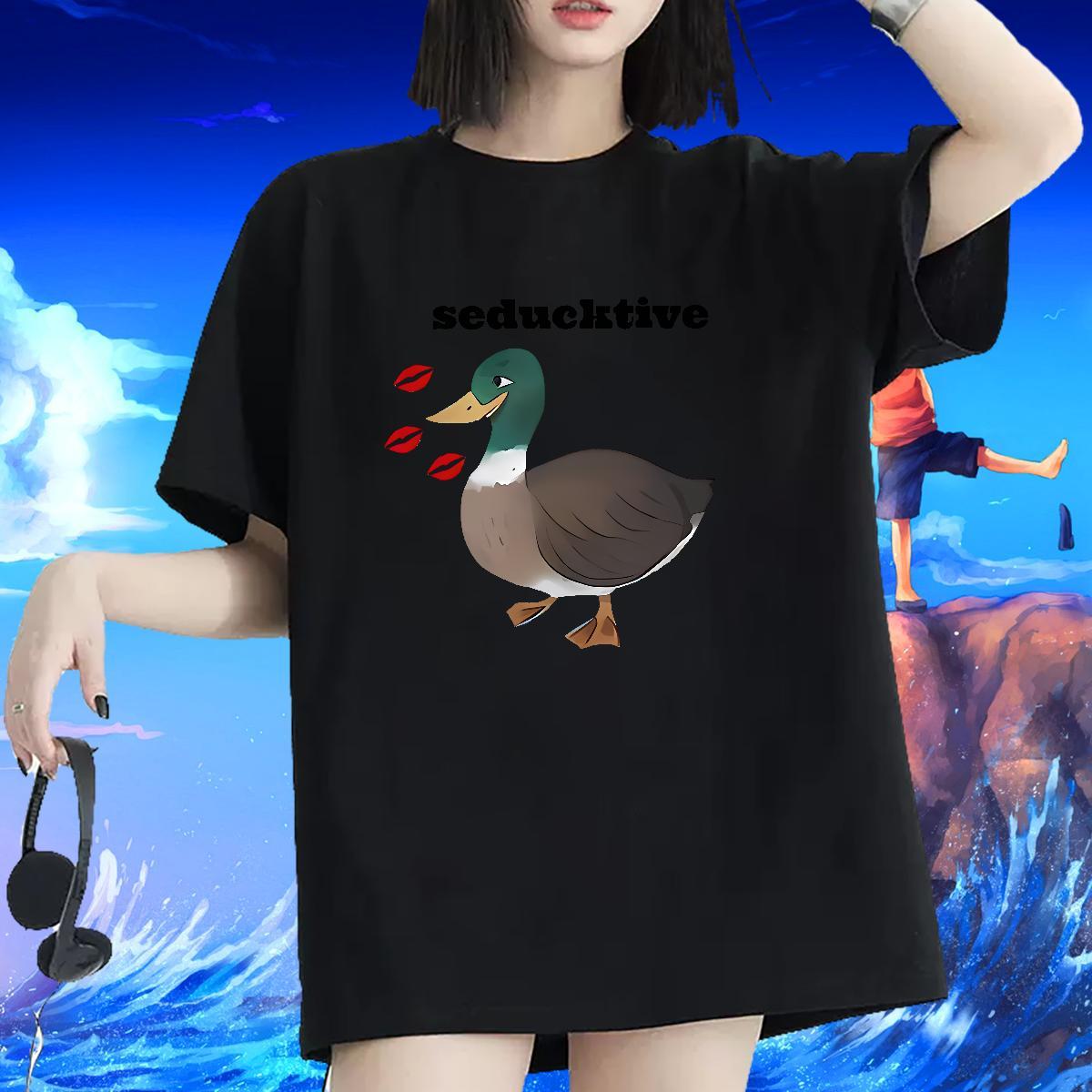 Designer Women T Shirts Breathable Lady T shirt DIY Printed duck Daily Wear 230g Cotton 2024 Designer Tops Shirt