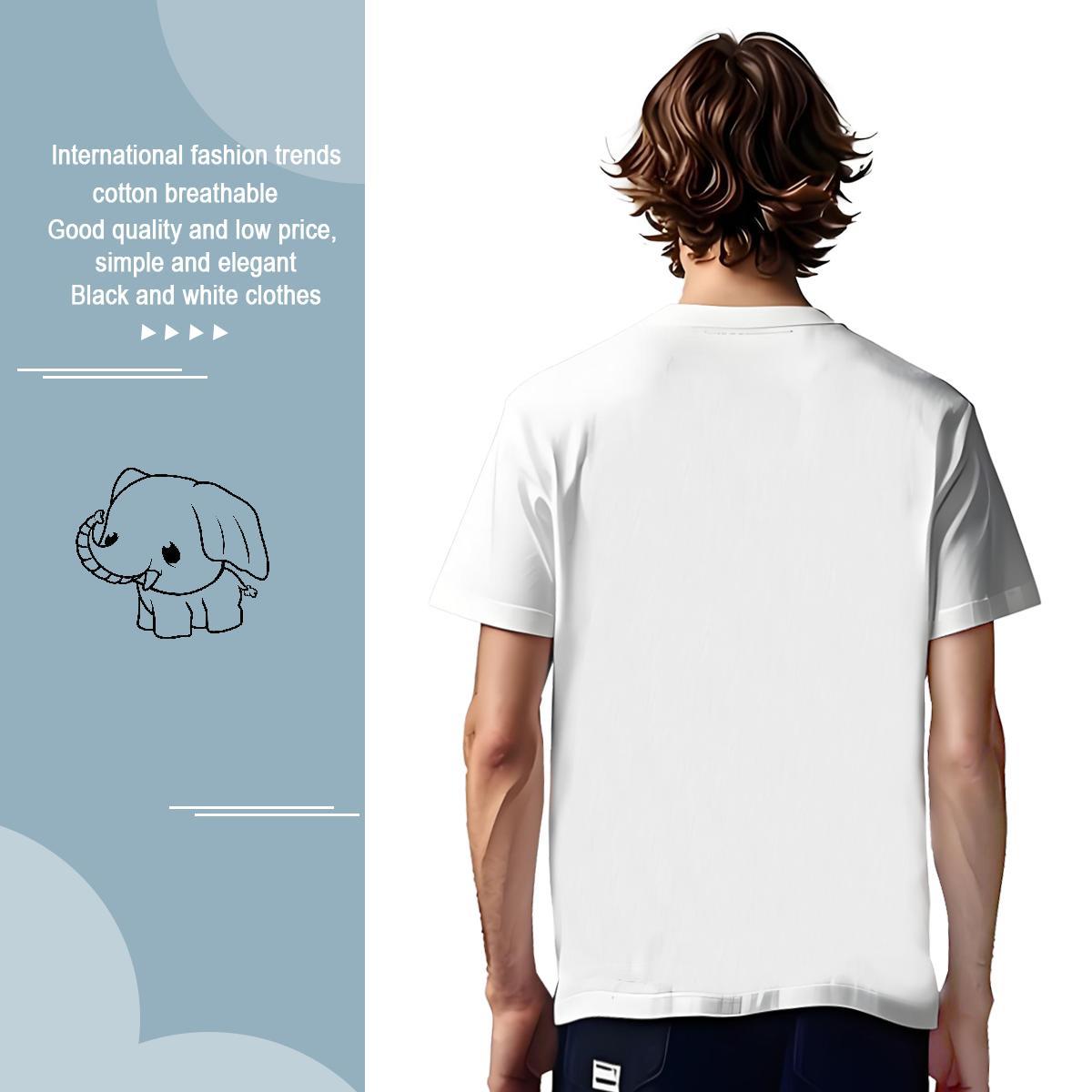 T-Shirts for Men 230g 100% Cotton Elephant Sport Breathable Soft Custom Print Plus Size Tshirts Fashion Design High Quality Polos