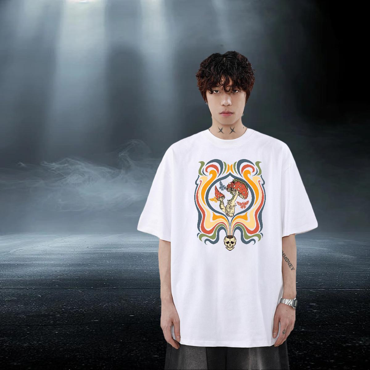 Comfortable Tshirts 100% Cotton 230g Sport mushroom Customized Breathable Short Sleeve 2024 New T Shirt For Man Clothings