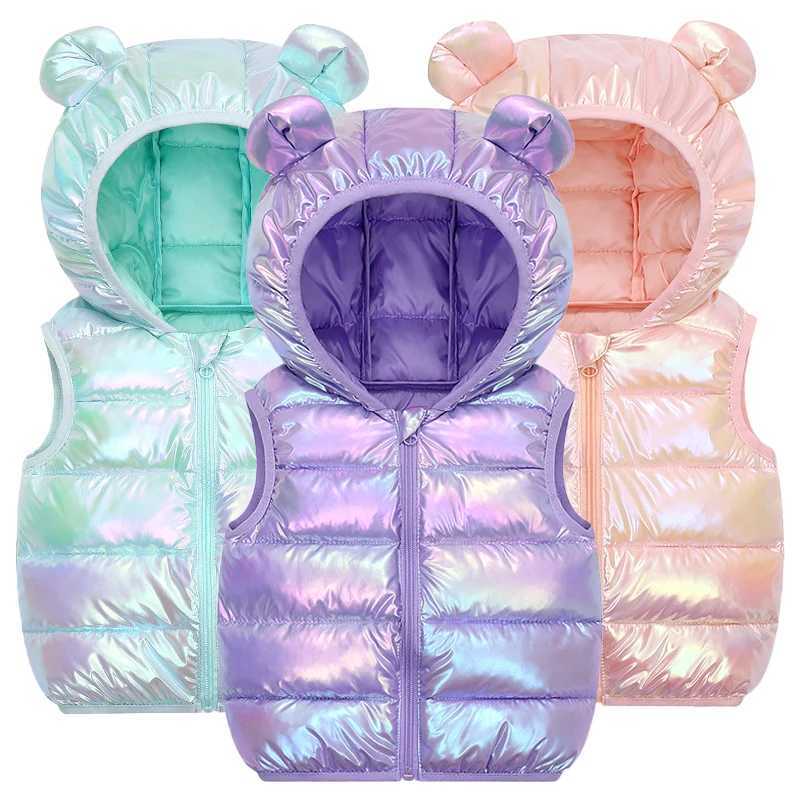 Autumn and winter childrens vest 2023 new fashion sleeveless jacket for girls and boys hooded vest jacket for 2-6 years childrens clothingW240724
