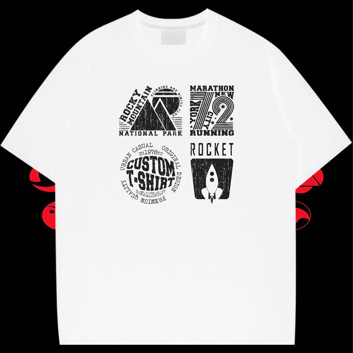 Wholesale Men Tshirts 230g Pure Cotton High Street Hip Hop letter Cartoon Printing L-4XL Crew Neck Breathable DIY Mens T Shirts Clothings