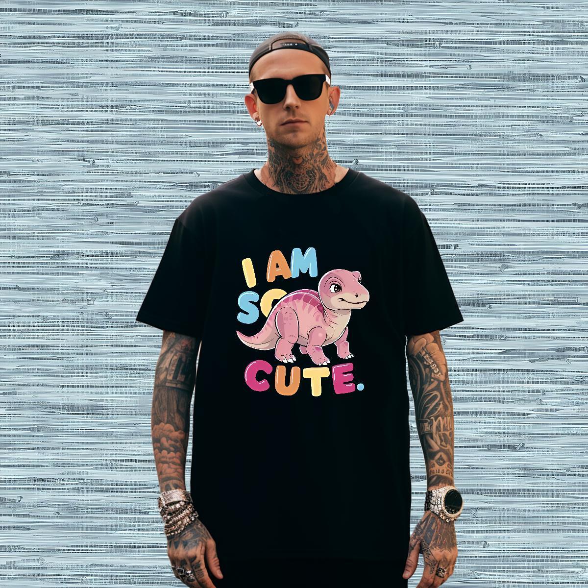 Men T Shirts 230g 100% Cotton dinosaur Outdoor Short Sleeve Soft Plus Size Cartoon Tshirt for Man Woman Fashion Casual Cool Design Top Tees