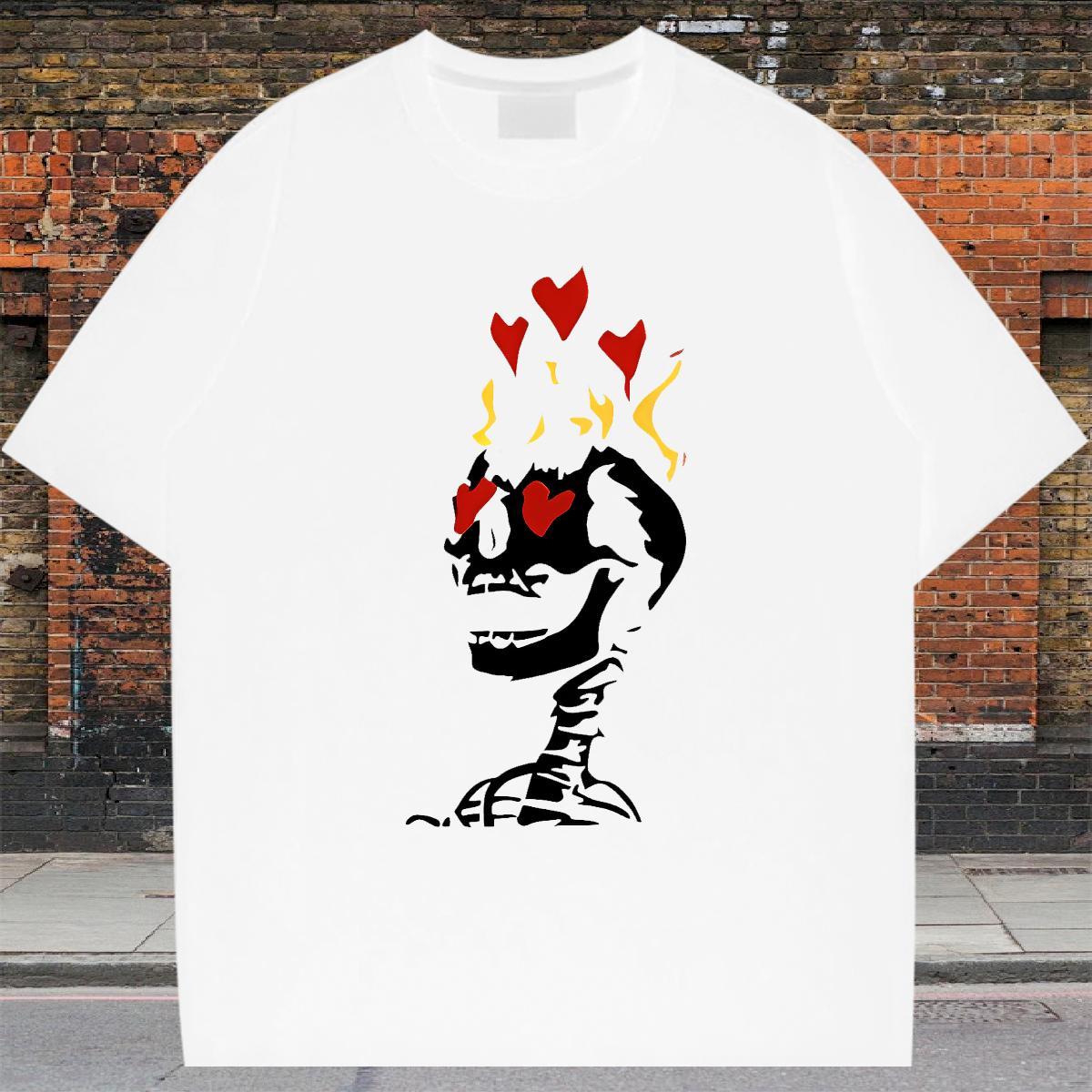 2024 Man T Shirts skull Tops Tees 100% Cotton 230g Street Soft Oversized 4XL Breathable Soft Tshirts