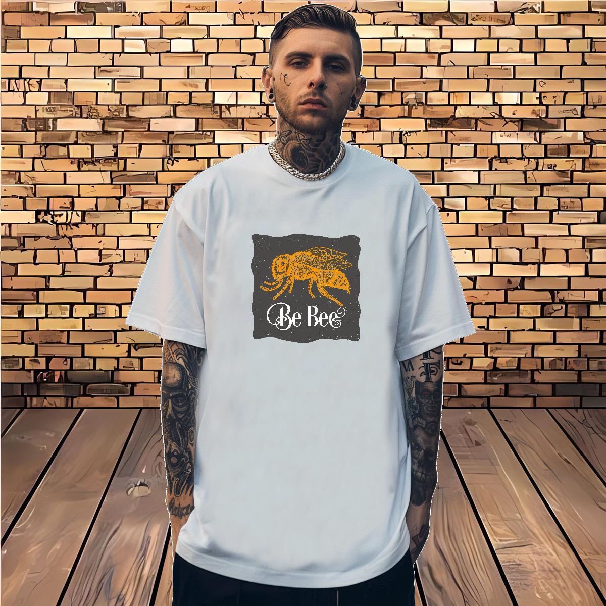 2024 New T shirt 230g Cotton bee Street Wear Tops Tees Breathable Short Sleeve Loose Fit Tshirts Customized Print