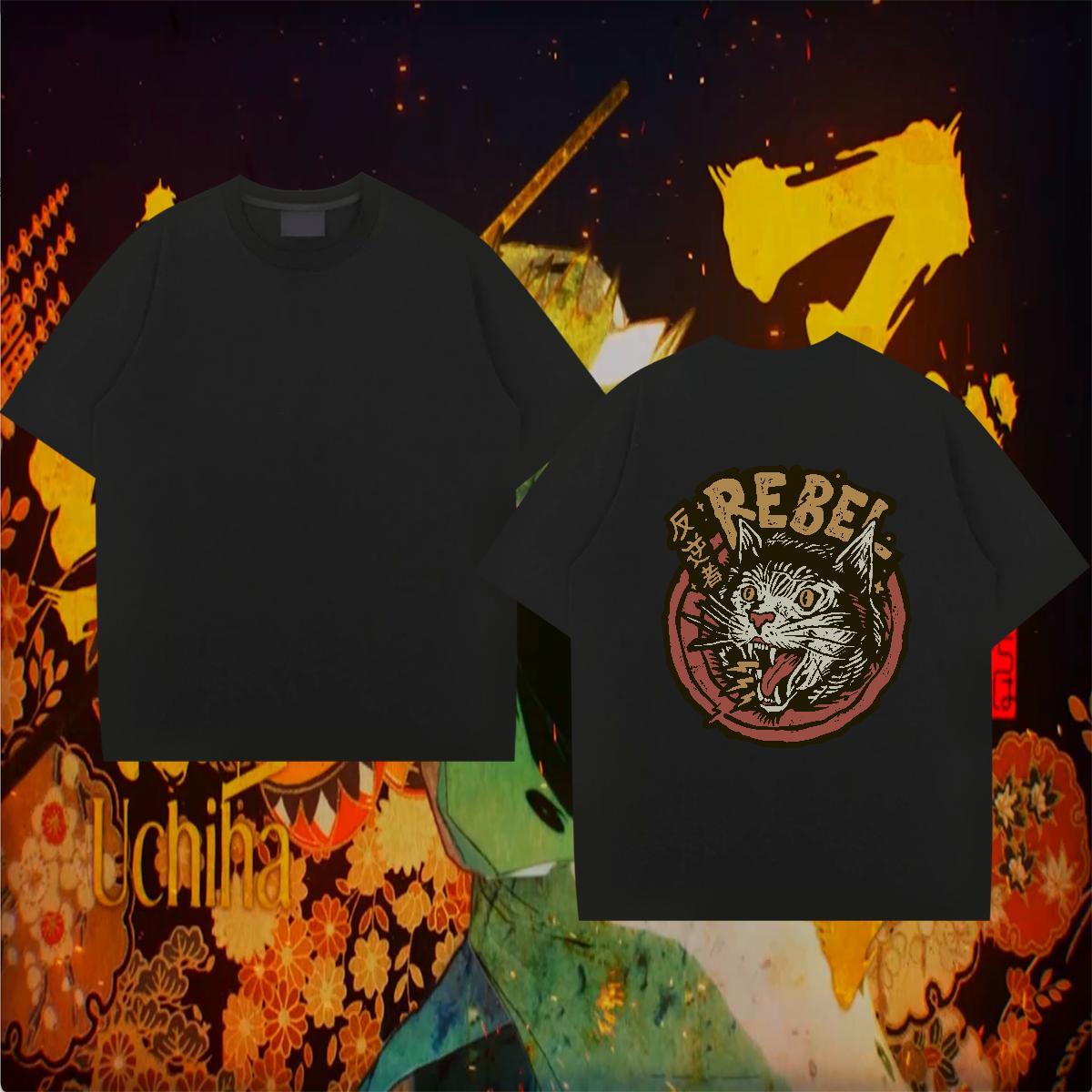 2024 New Mens T Shirts 230g 100% Cotton cat Sport Tshirts Short Sleeve O-Neck Soft Men Clothes T-Shirt Custom Anime