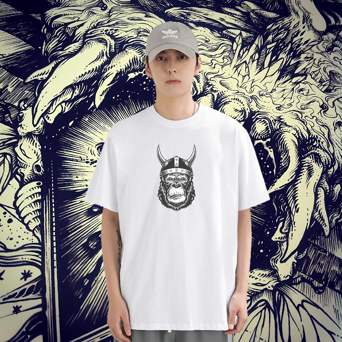 Wholesale Mens Tshirts 100% Cotton 230g Street Casual chimpanzee Custom Printing Short Sleeve Soft Fashion Design T-Shirts for Men Clothes