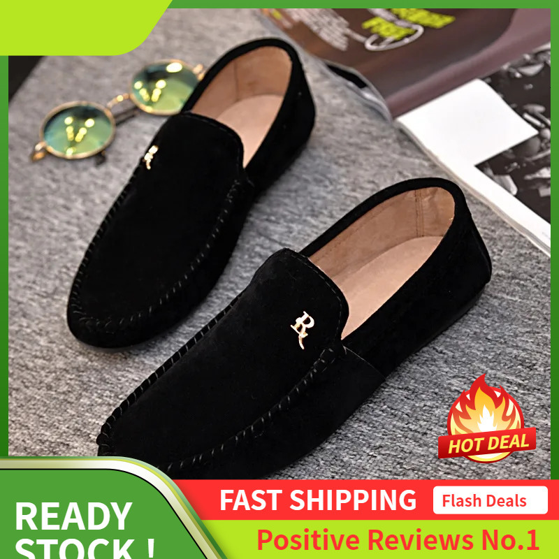 S Ddmysports Men Loafers Korean Trendy Men Casual Low Top Cloth Lazy Kick Ins Beanie Driving Shoes Non Slip And Simple Black Outdoor Shoes hoes lip im