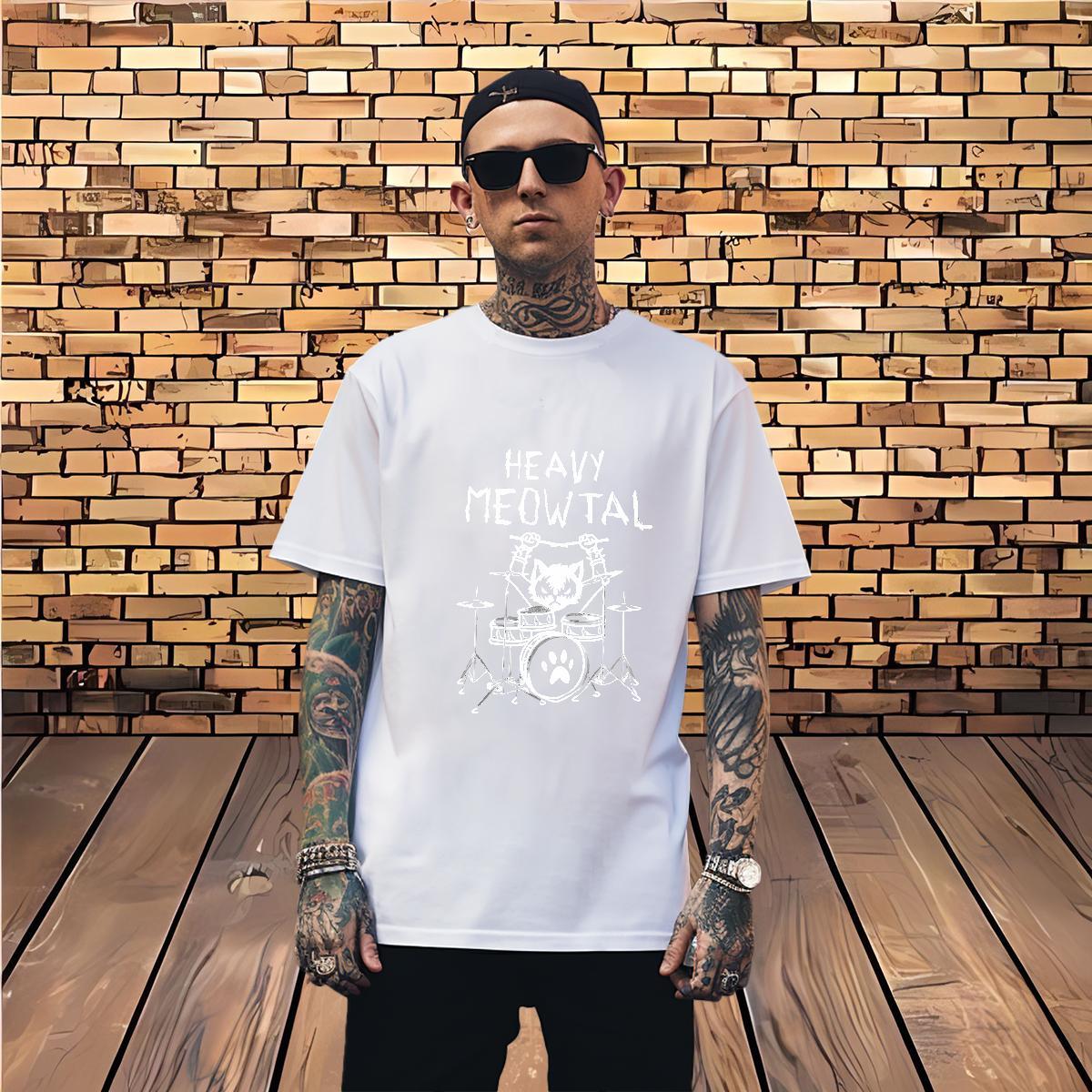 Men T Shirts 230g Cotton cat Sports Casual Short Sleeve O-Neck Black Oversized Mens Tshirts New Designer High Quality Tops Tees