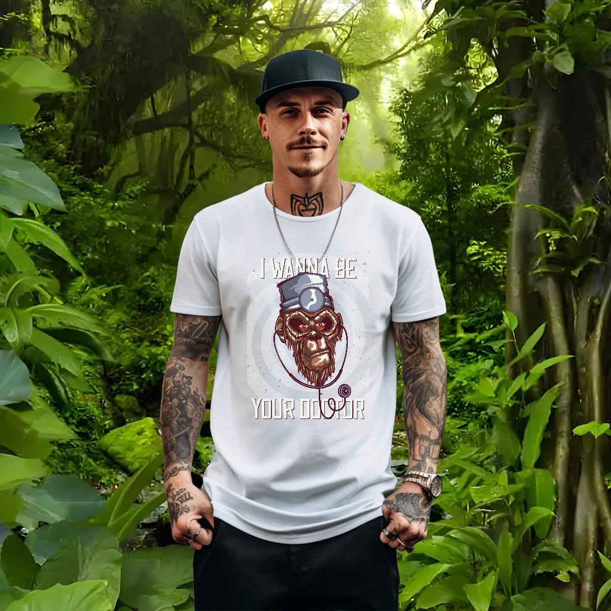 2024 DIY Mens T Shirts 230g 100% Cotton chimpanzee Home Outdoor Top Tees Breathable Short Sleeve Loose Fit Mens Tshirts Custom Print Oversized