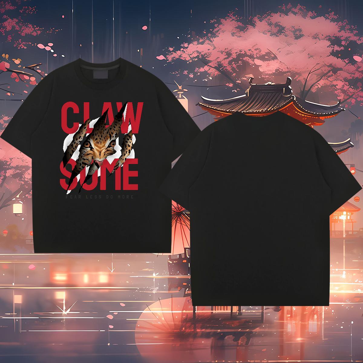 New Mens T Shirts 230g Pure Cotton Outdoor Tees Shirts Breathable Crew Neck Comfortable Men Clothes T-Shirt Floral Print