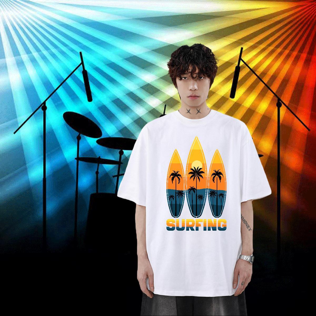 2024 T shirt 100% Cotton 230g tree Hip Hop Tshirts O Neck Short Sleeves High Quality Men Tops Tees Oversized 4XL