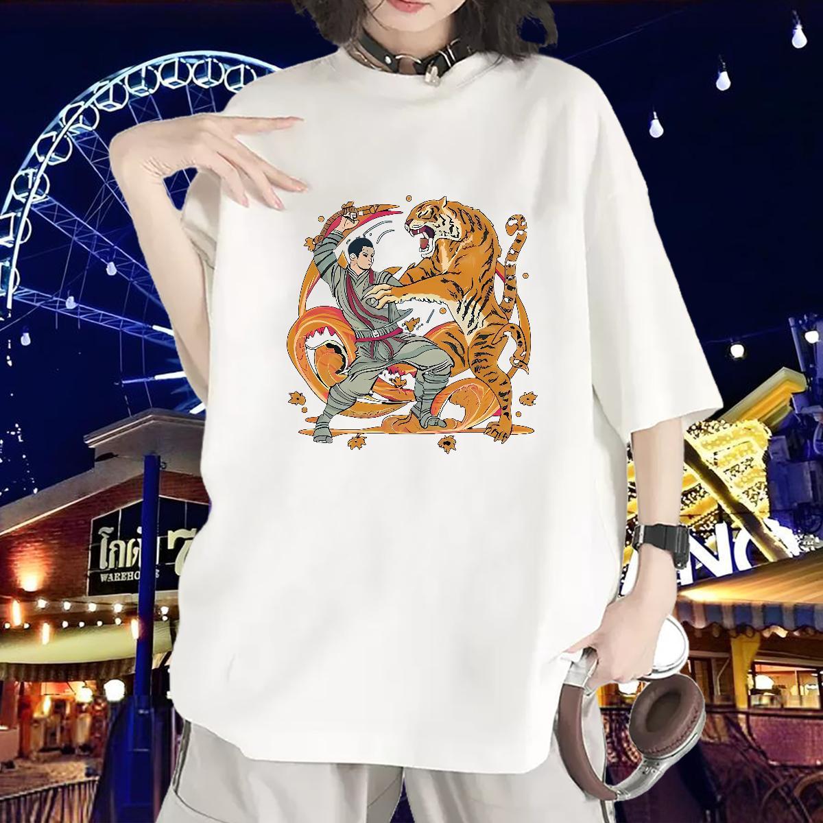 Loose fit T shirt Round Neck Short Sleeve Lady T shirt Custom Print Plus Size Hip Hop 230g Pure Cotton 2024 DIY Tees Shirts