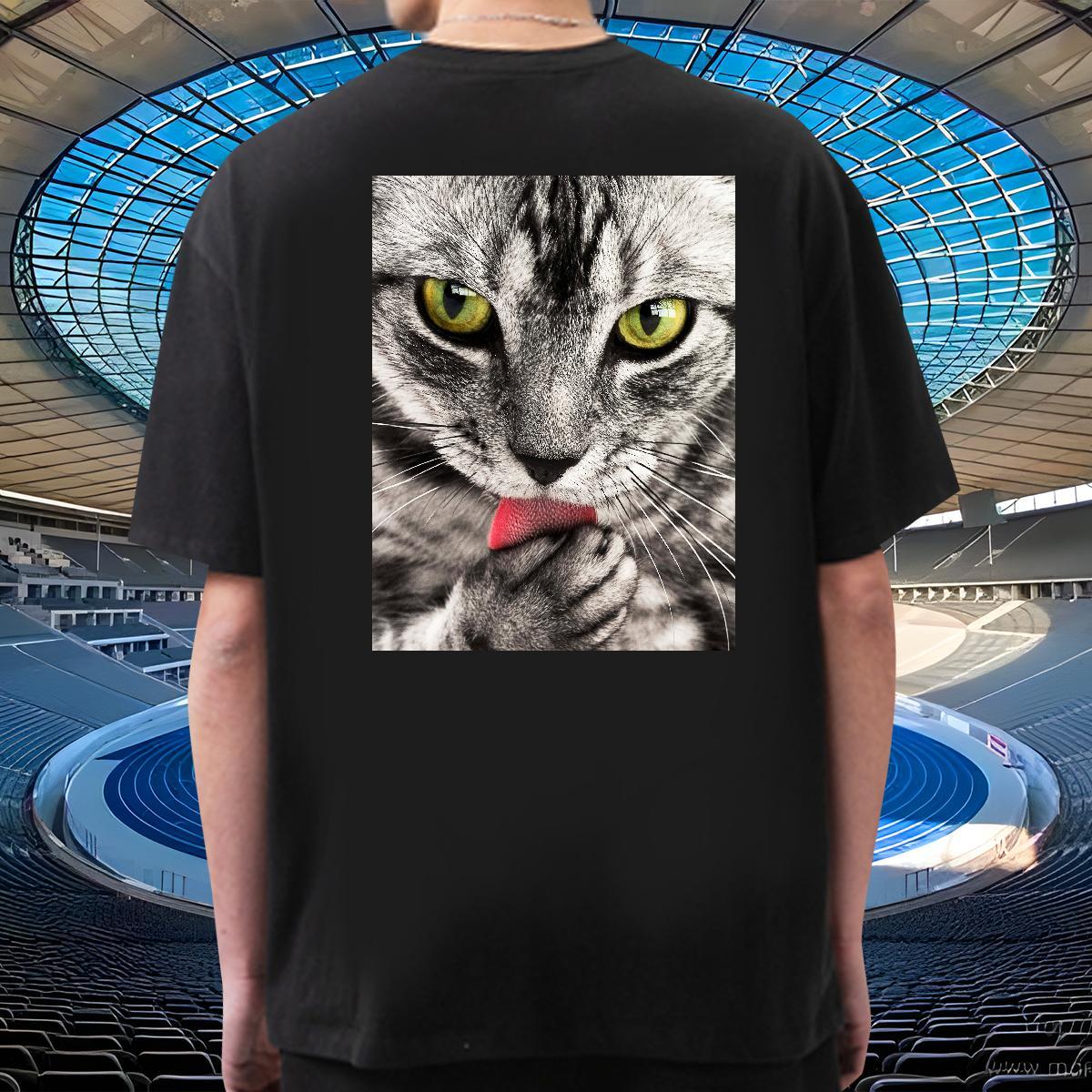 Designer Tshirts 230g Pure Cotton cat T-Shirts for Men Casual Daily Wear Breathable Short Sleeve DIY Anime Classic Casual Tees