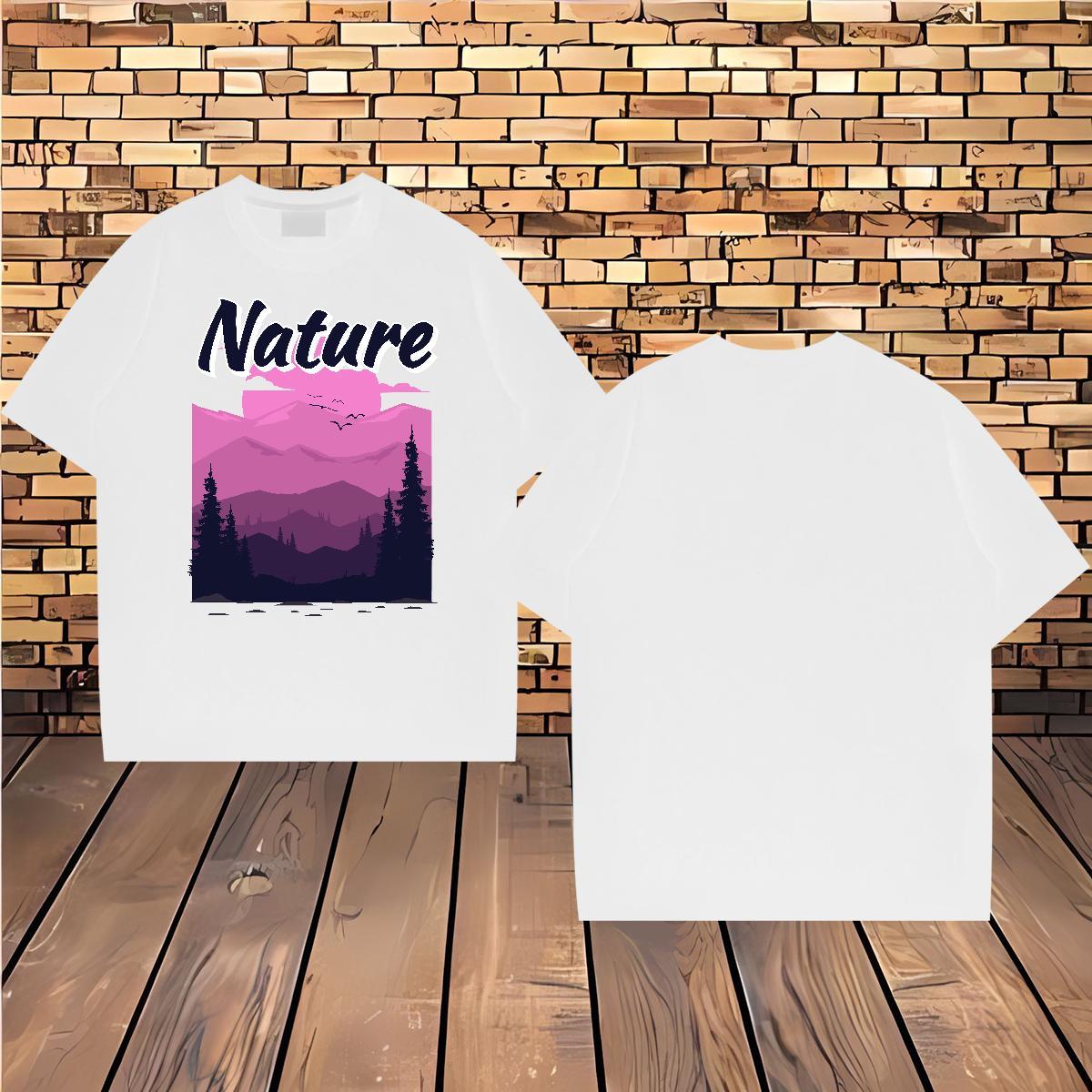 Classic Mens T Shirts 230g Cotton tree Beach Tee Shirt O-Neck Short Sleeve Soft Men Tops Tees DIY Printed