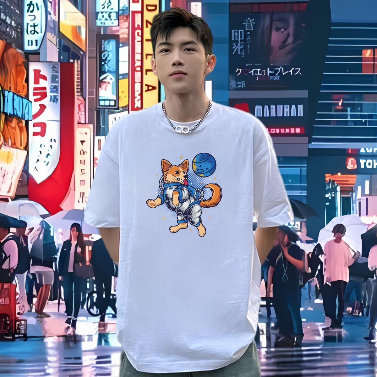 Customized Mens T Shirts 230g 100% Cotton dog Street Wear Clothes Breathable Short Sleeve TOP Quality Men Clothes T-Shirt DIY Logo Oversized