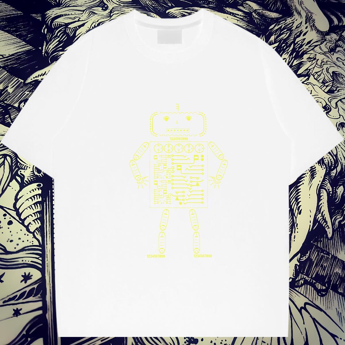 Soft Couples T Shirts 230g 100% Cotton Beach robot DIY Printed Pure Cotton Factory Direct T shirt Tee Shirt