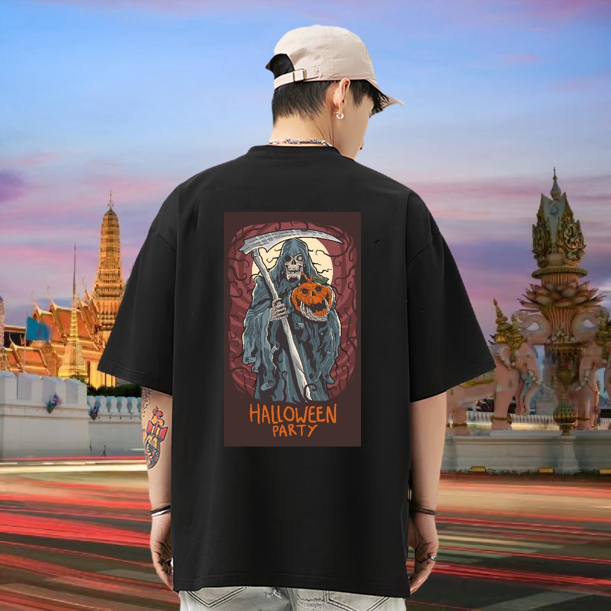 Designer Fashion T Shirt For Man 230g Cotton Halloween Daily Wear Tee Shirt Breathable Short Sleeve Soft Couples T Shirts Floral Print