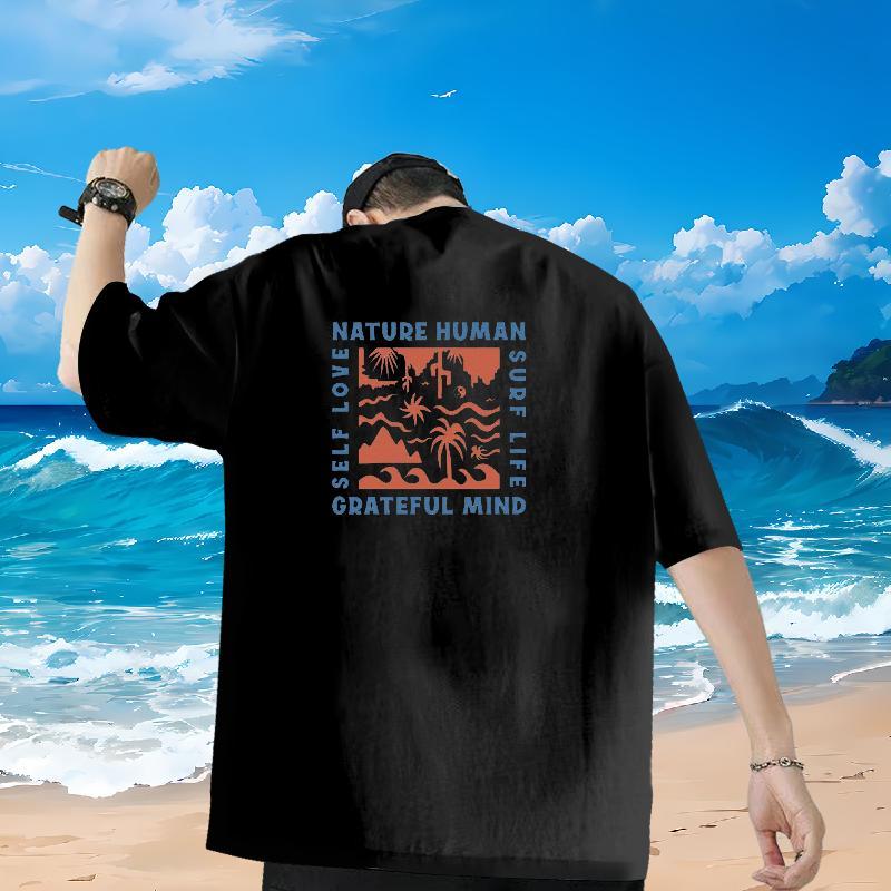 Classic Casual Mens T Shirts 230g 100% Cotton tree Sport Tee Shirt O Neck Short Sleeves Cool Design Men Tshirts Oversized 4XL