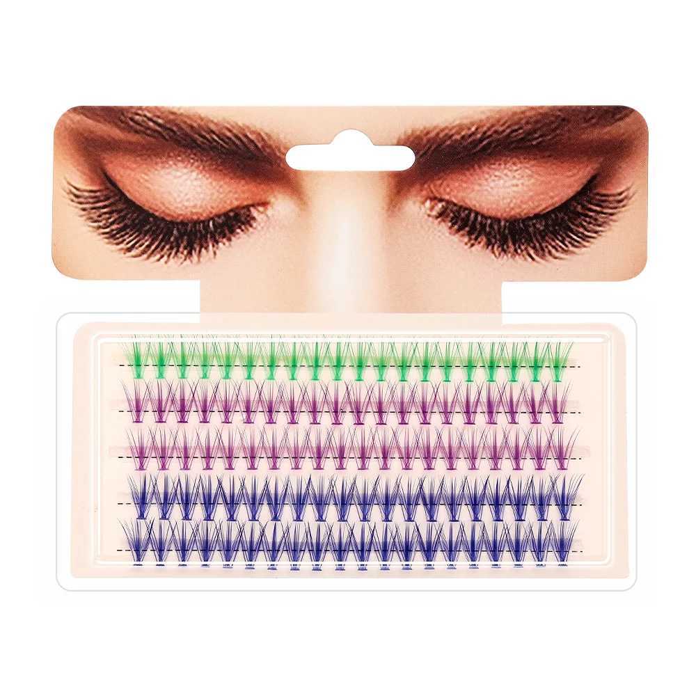 JMER Blue Purple Mixed Color Lash Clusters Lash Extension Natural Soft Volume Effect Artificial Rabbit Personal Makeup Cilias W240803