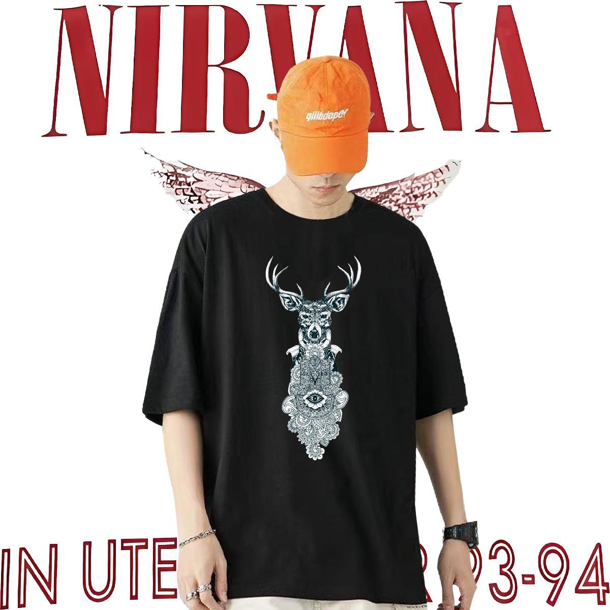 DIY Customized T-Shirts for Men 230g Cotton Deer Hip Hop Street Top Tees Short Sleeve Soft Comfortable Men Tops Tees Plus Size Custom