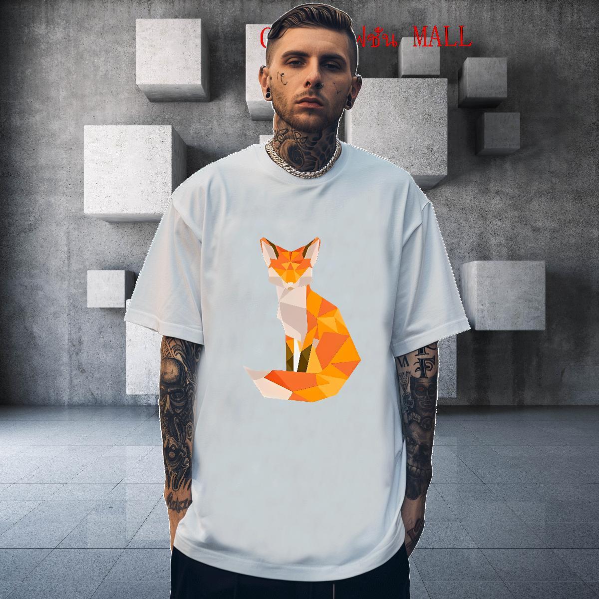 Cool Men Tshirts 230g Pure Cotton Sports Casual fox Oversized 4XL Breathable Soft 2024 DIY T Shirts Men Tees Shirts